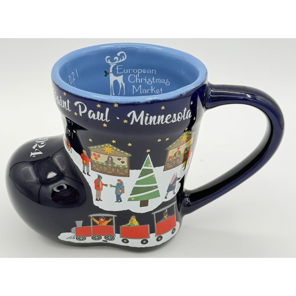 European Christmas Market St Paul, MN Blue Boot Mug 2024 Cup Mohaba